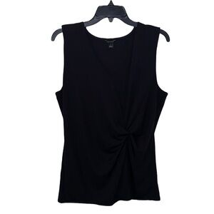 Ann Taylor Black Sleeveless Crunched Middle stop Womens Size L